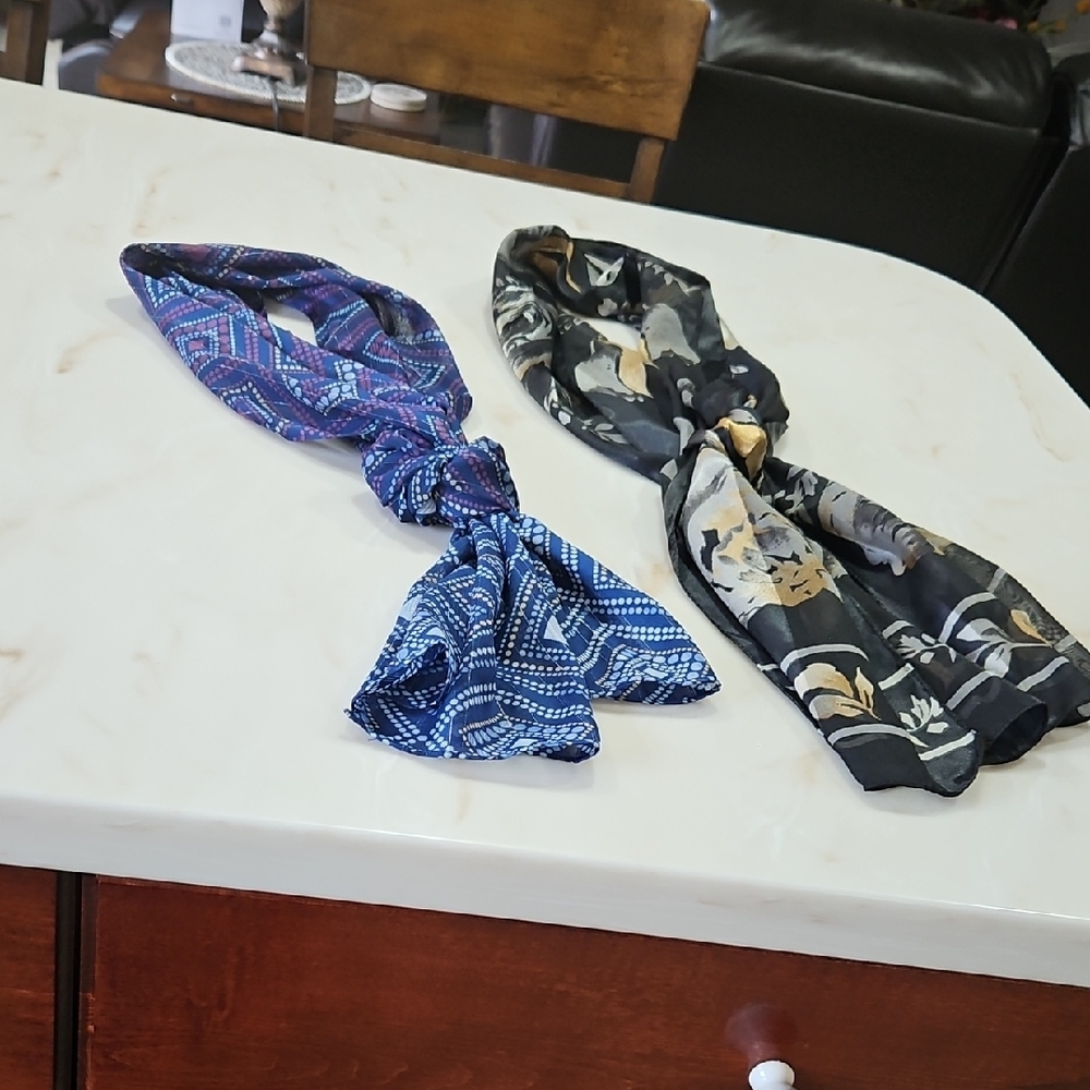Christopher & Banks Blue and Black Scarves